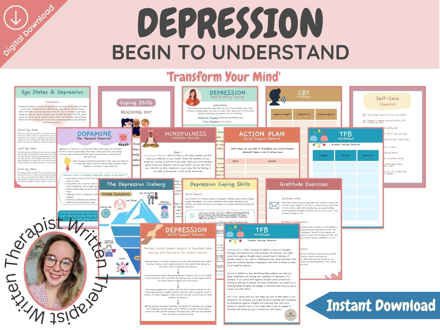 Depression Worksheets - 45 Pages – mialiferesources